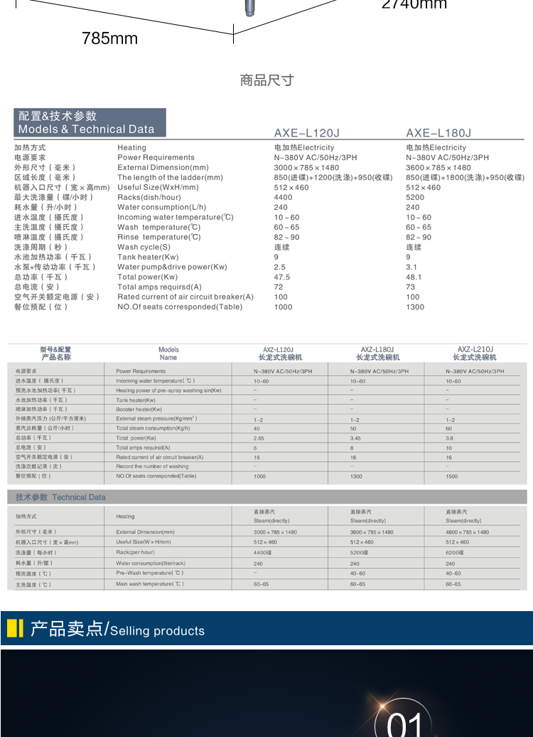 金甲長龍式全自動蒸汽洗碗機(jī)L210J大型商用酒店食堂學(xué)校廚房用