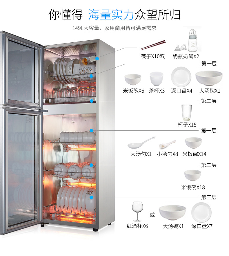 ZTD268K-2U 消毒柜立式雙門(mén)家用商用飯店大容量消毒柜