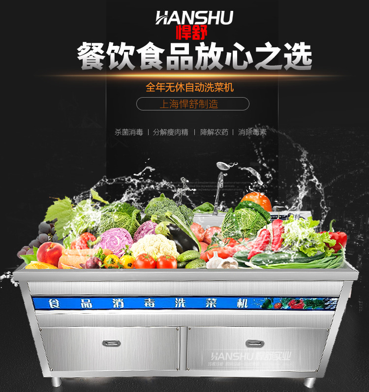 悍舒商用臭氧氣泡消毒洗菜機(jī) 果蔬清洗機(jī) 商用全自動洗菜設(shè)備