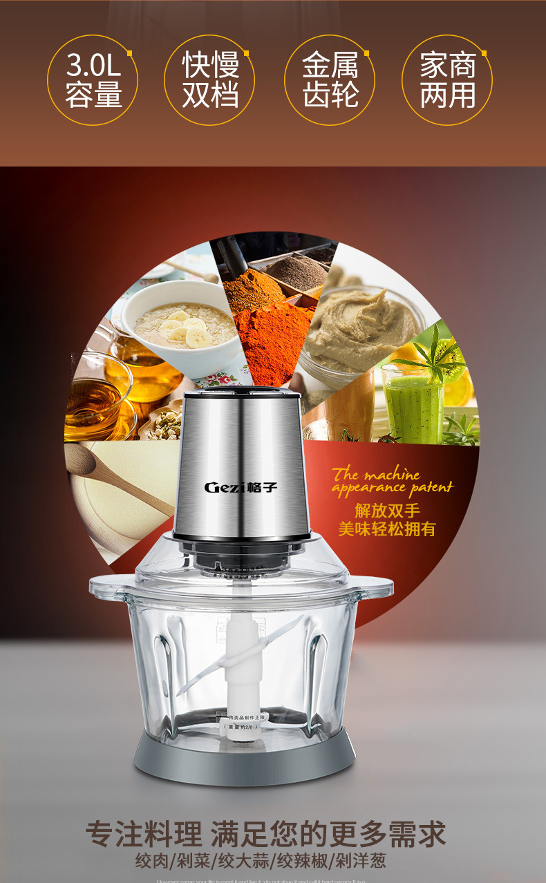 格子GZ-JR10大容量絞肉機家用商用絞肉機碎肉機攪餡機一件代發(fā)
