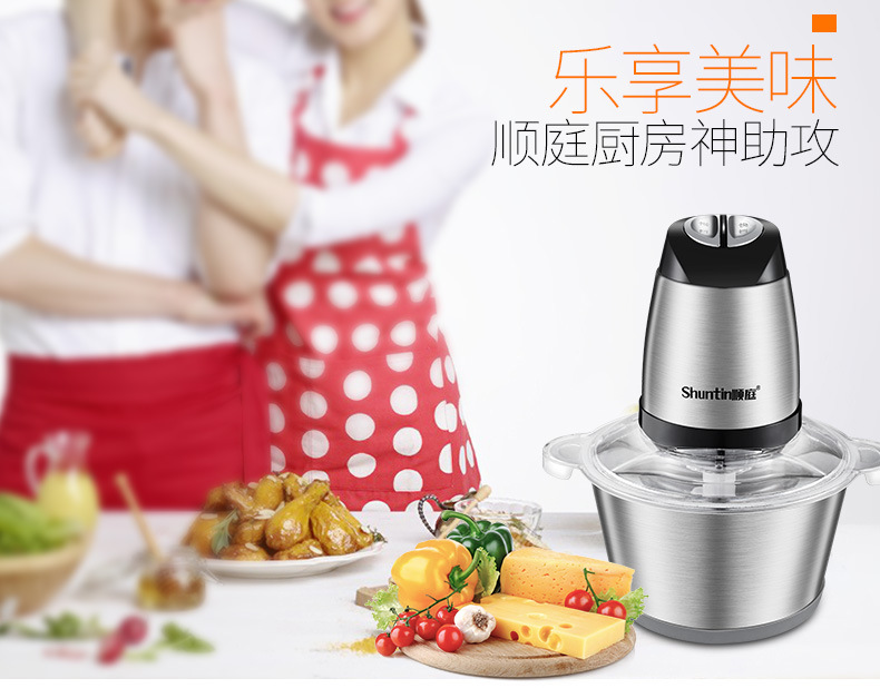 順庭絞肉機(jī)家用電動(dòng)不銹鋼多功能 攪拌機(jī)商用大容量2L
