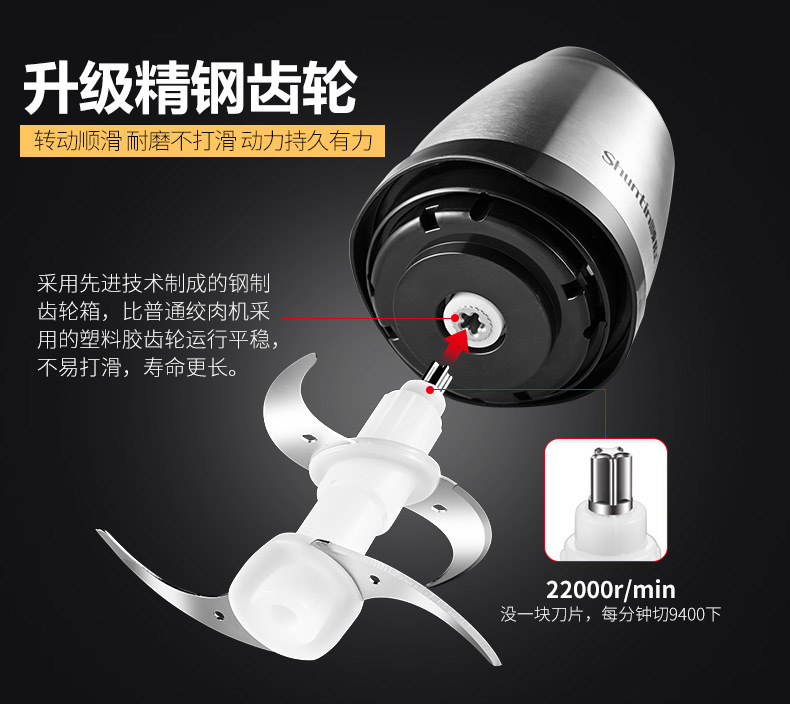 順庭絞肉機(jī)家用電動(dòng)不銹鋼多功能 攪拌機(jī)商用大容量2L