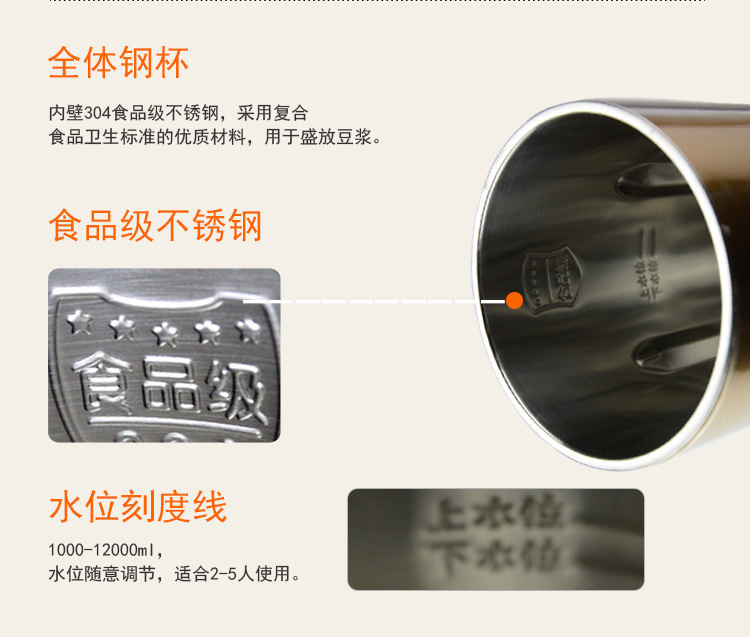 廠家直銷土豪金不銹鋼多功能豆?jié){機(jī) 現(xiàn)磨商用家用濕磨機(jī)E8QlMK