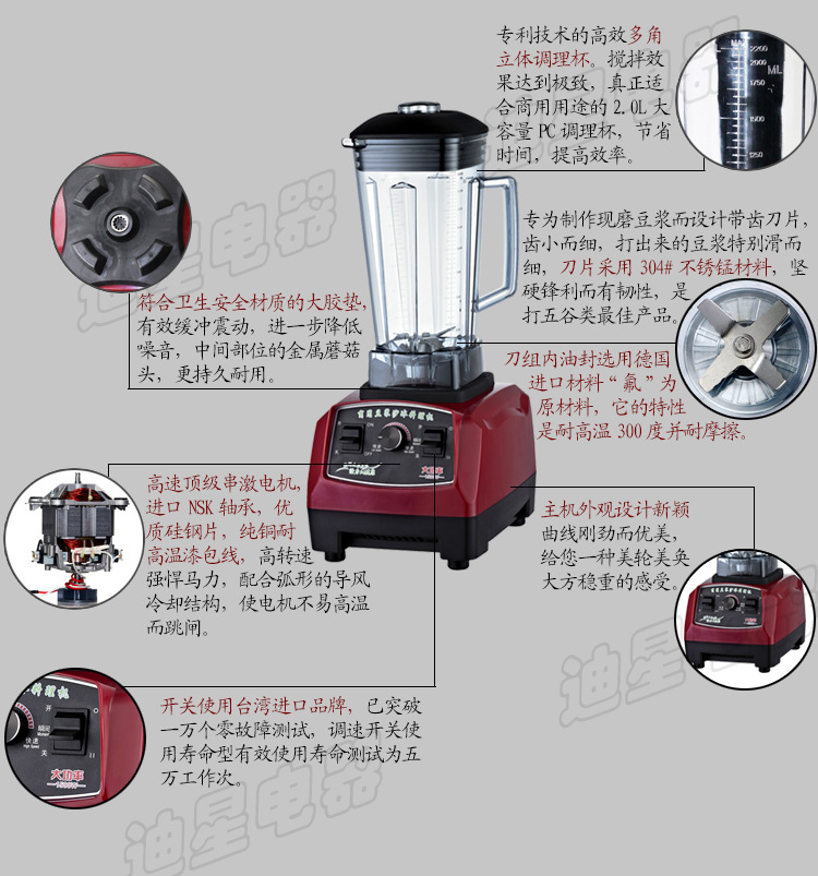 米力亞商用/家用沙冰料理奶茶店攪拌機(jī)大馬力 豆?jié){果醬冷飲專用