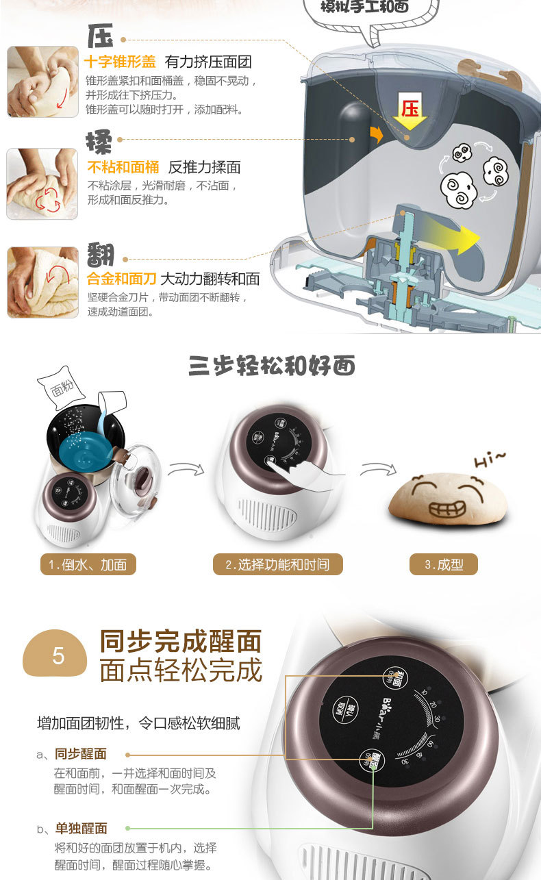 小熊HMJ-A35A1和面機家用商用全自動攪拌揉面微電腦醒面產(chǎn)地直供
