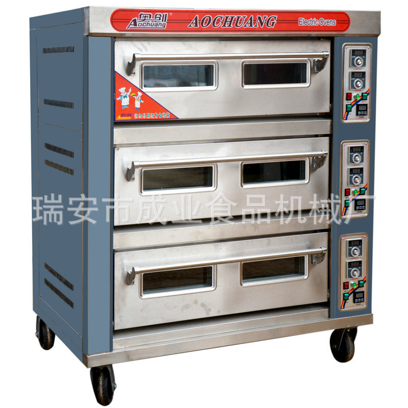 廠家直銷(xiāo)商用披薩蛋糕不銹鋼電烤箱熱風(fēng)三層六盤(pán)恒溫烤箱批發(fā)代理
