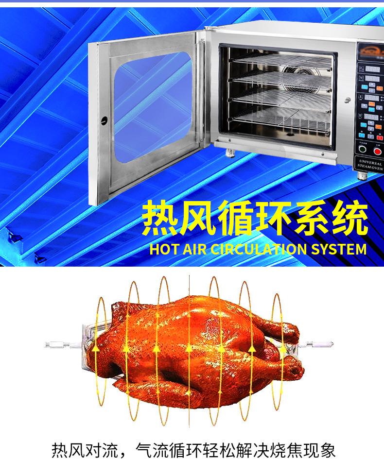 全自動(dòng)萬能烤箱商用多功能蒸烤箱熱風(fēng)循壞電烤箱西餐烤箱披薩烤爐