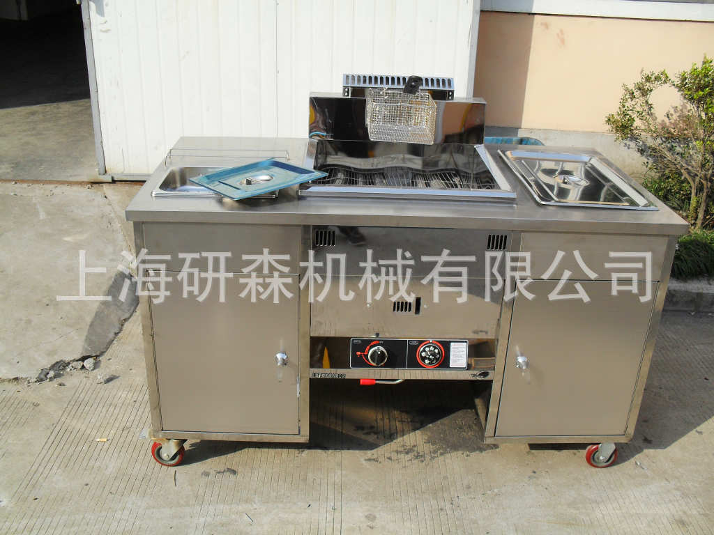 優(yōu)質(zhì)多用高效油炸鍋 一體商用電熱油炸鍋 流動(dòng)式炸雞排工作臺(tái)