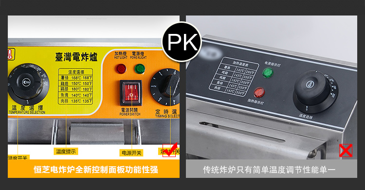 恒芝單缸大電炸爐電炸鍋商用加厚6L油炸機(jī)炸雞翅炸魷魚定時炸爐