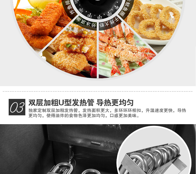 ASISEN臺(tái)式單缸電炸爐定時(shí)電炸鍋商用加厚10L油炸機(jī)炸雞翅炸魷魚