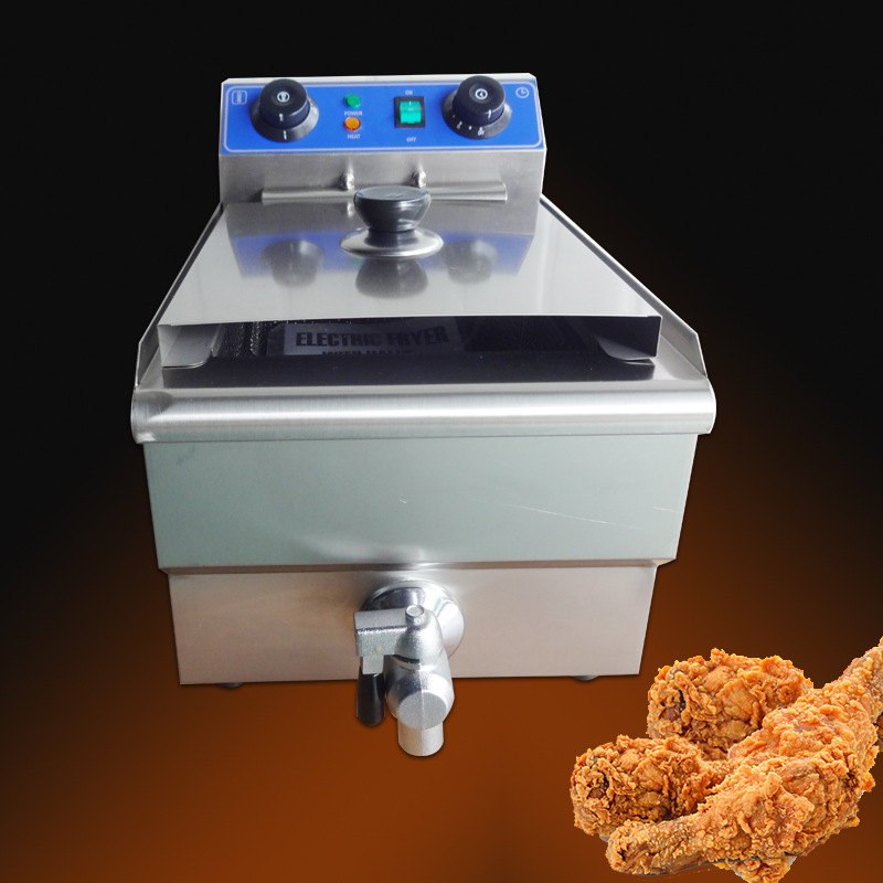 ASISEN臺(tái)式單缸電炸爐定時(shí)電炸鍋商用加厚10L油炸機(jī)炸雞翅炸魷魚
