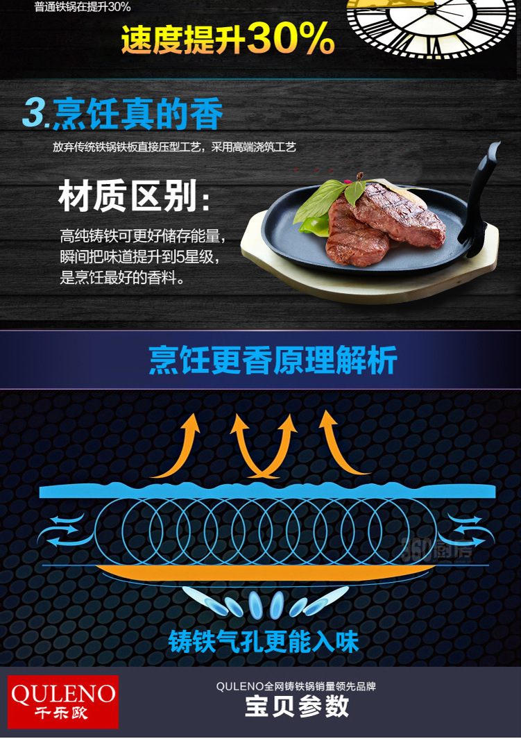 供應(yīng)高檔橢圓鑄鐵鐵板披薩燒烤盤(pán) 廠(chǎng)家批發(fā)商用不粘鍋披薩盤(pán)