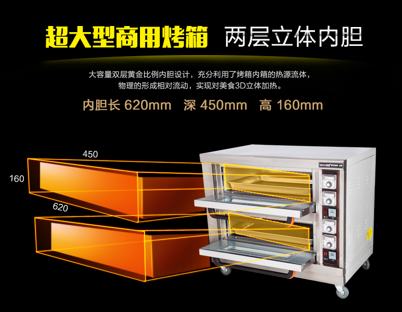 樂創(chuàng)商用電烤箱二層二盤電烘披薩爐面包蛋糕月餅烘培大容量?jī)呻p層