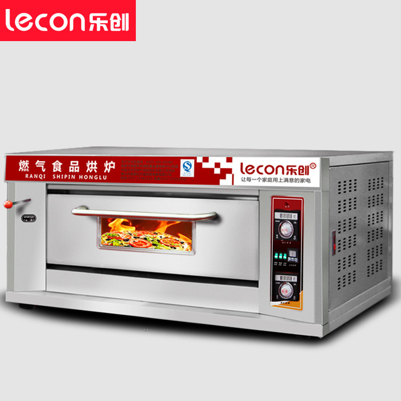 樂(lè)創(chuàng)大型面包烤爐一層二盤(pán)商用烤箱燃?xì)饪鞠鋬杀P(pán)蛋糕披薩蛋撻烘爐