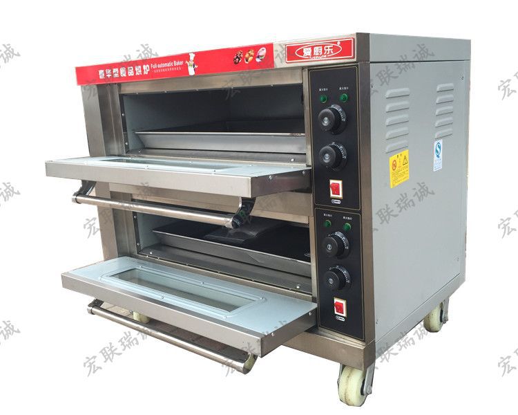 愛(ài)廚樂(lè)商用雙層兩盤多功能烘焙食品電烤箱面包漢堡店披薩烤爐烘爐
