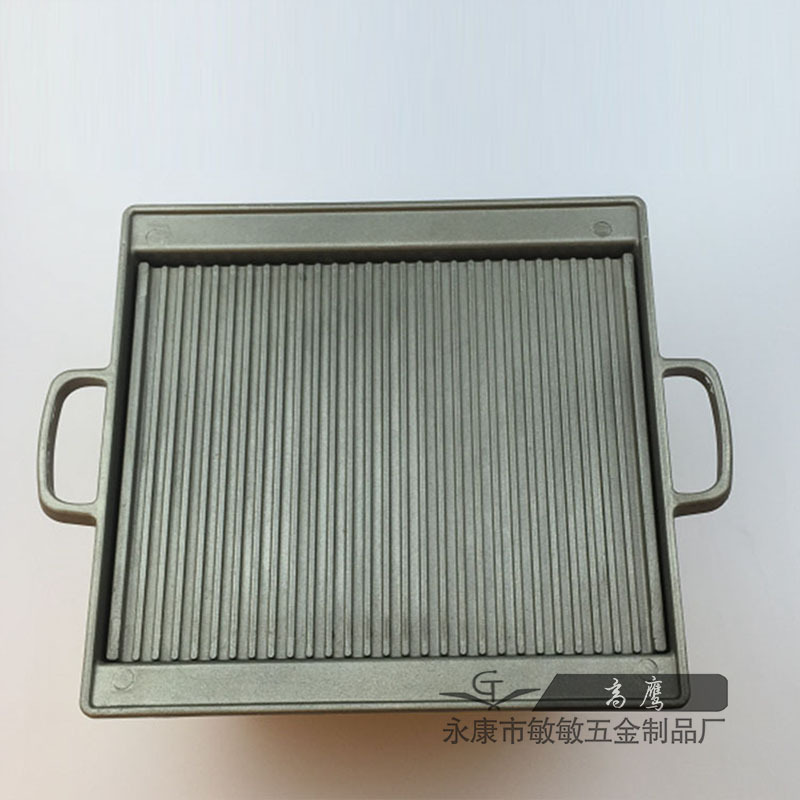 高鷹精品廚具長(zhǎng)方形鋁制烤盤無煙 條紋烤盤 燒烤盤固液體酒精爐
