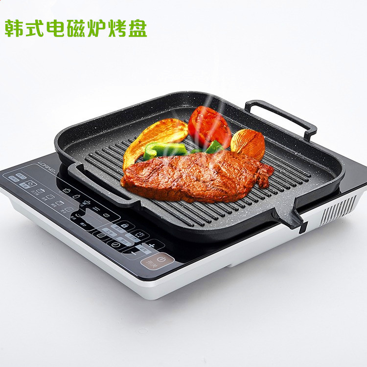 出廠價(jià)批發(fā)韓式電磁爐烤盤 方形燒烤盤鐵板燒無煙不粘烤肉鍋