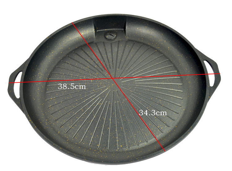 鋁合金燒烤盤(pán) 廠家批發(fā)便捷式戶外爐具 韓式麥飯石復(fù)合底不沾烤盤(pán)