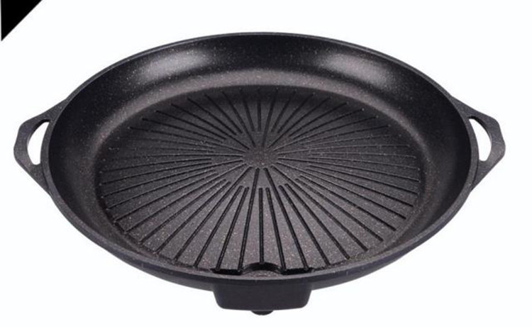 鋁合金燒烤盤(pán) 廠家批發(fā)便捷式戶外爐具 韓式麥飯石復(fù)合底不沾烤盤(pán)