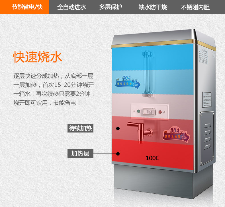 悍舒全自動不銹鋼商用電熱開水器 熱水器 開水機(jī)開水爐包郵批發(fā)
