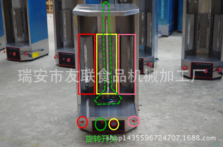 商用三控燃氣烤肉機土耳其烤肉機巴西自動烤肉爐旋轉(zhuǎn)烤爐中東燒