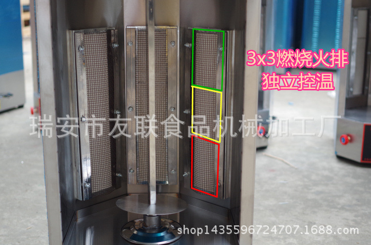 商用三控燃氣烤肉機土耳其烤肉機巴西自動烤肉爐旋轉(zhuǎn)烤爐中東燒