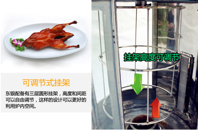 廠家商用850雙層烤禽烤鴨爐自動旋轉(zhuǎn)燃?xì)夤咎績捎每倦u鴨機器