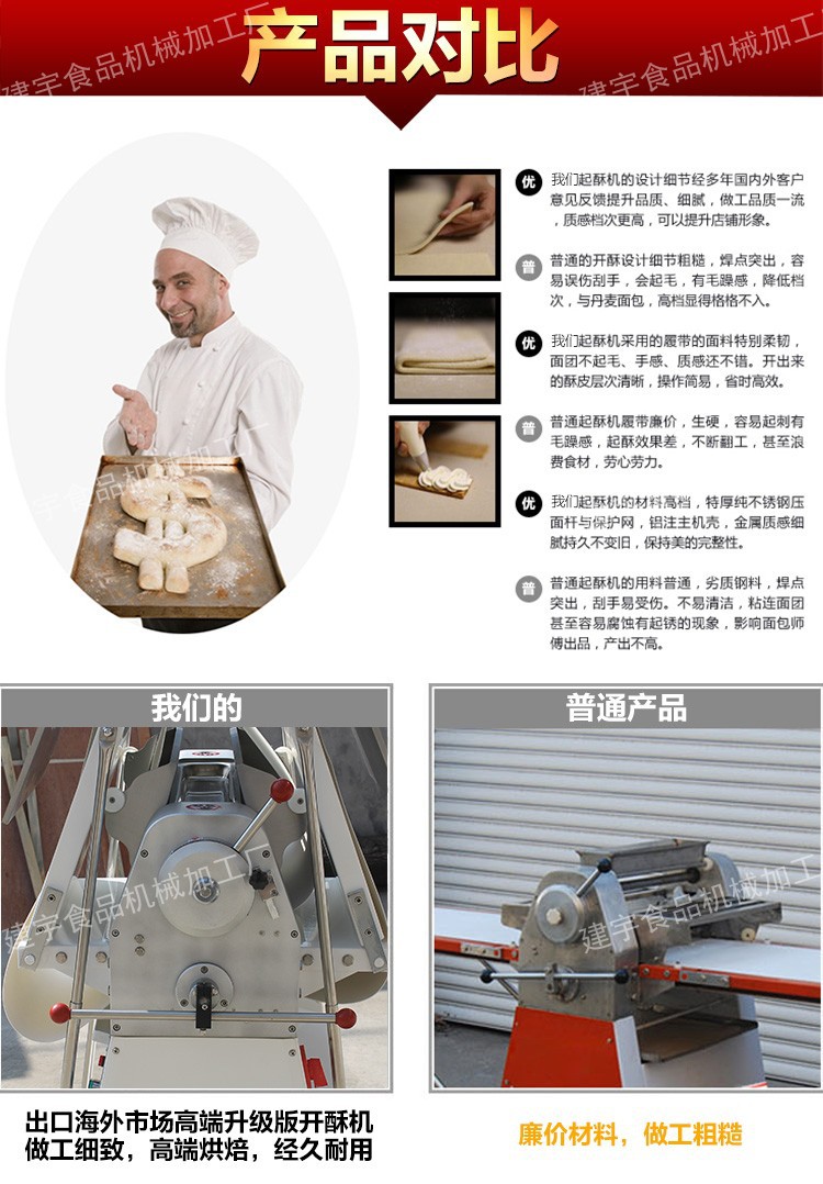 商用面包面團(tuán)酥皮機(jī) 起酥機(jī) 開酥機(jī) 蛋撻酥皮機(jī) 丹麥機(jī) 酥皮糕點