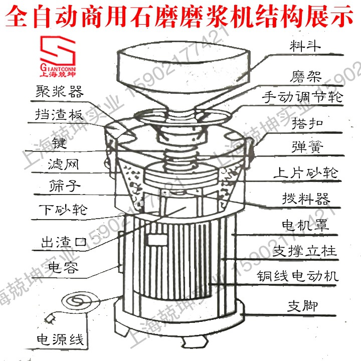 全自動商用石磨磨漿機(jī)結(jié)構(gòu)展示2