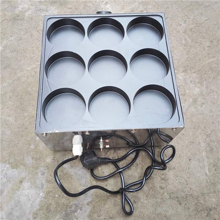 商用加厚電漢堡爐九孔雞蛋漢堡機(jī)紅豆餅機(jī)蛋堡機(jī)圓形車輪餅