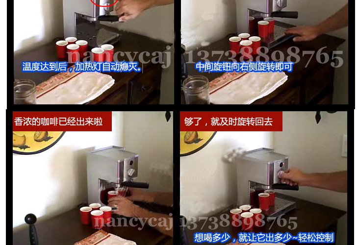 Gustino意式進(jìn)口泵 半自動(dòng)高壓不銹鋼濃縮咖啡機(jī)家用商用豪華正品