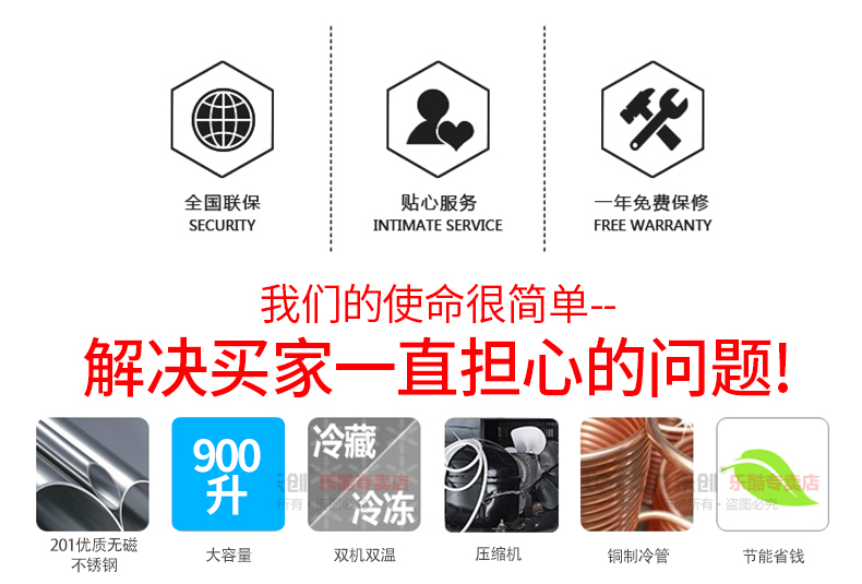 樂(lè)創(chuàng)立式四門冰柜六門商用冰箱單溫雙溫冷藏冷凍保鮮冷柜廚房專用
