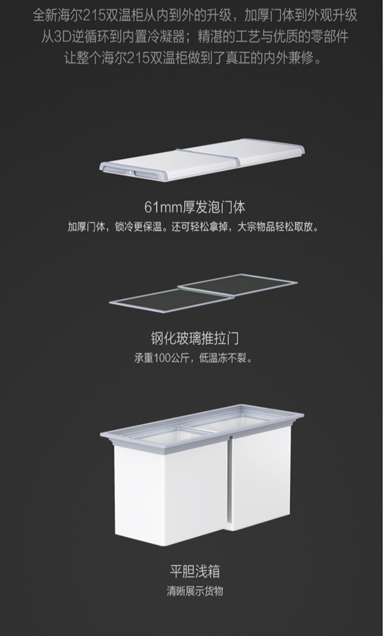Haier/海爾 FCD-215SEA 雙門(mén)冷藏冷凍大容量冷柜雙溫臥式商用冰柜