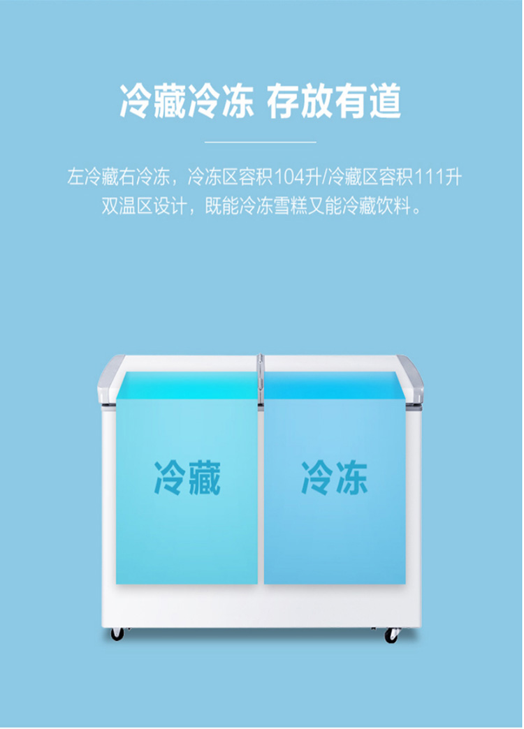 Haier/海爾 FCD-215SEA 雙門(mén)冷藏冷凍大容量冷柜雙溫臥式商用冰柜