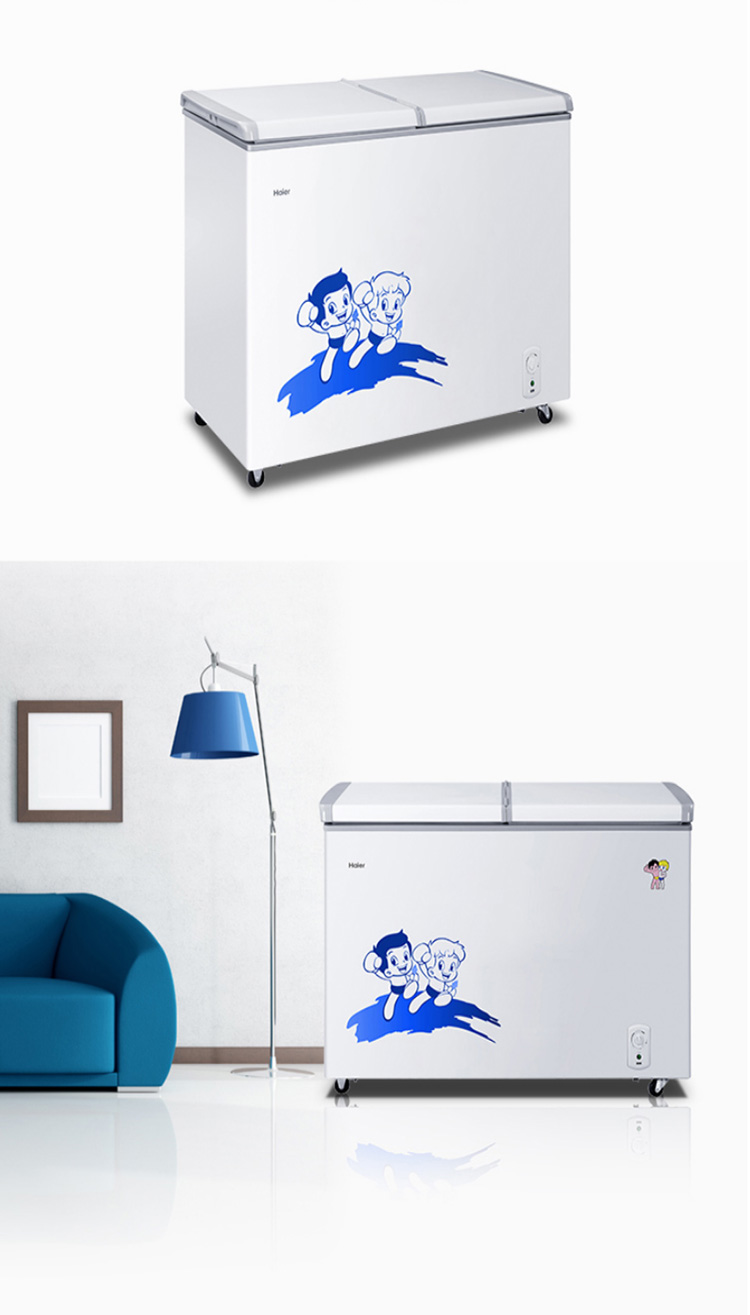 Haier/海爾 FCD-215SEA 雙門(mén)冷藏冷凍大容量冷柜雙溫臥式商用冰柜