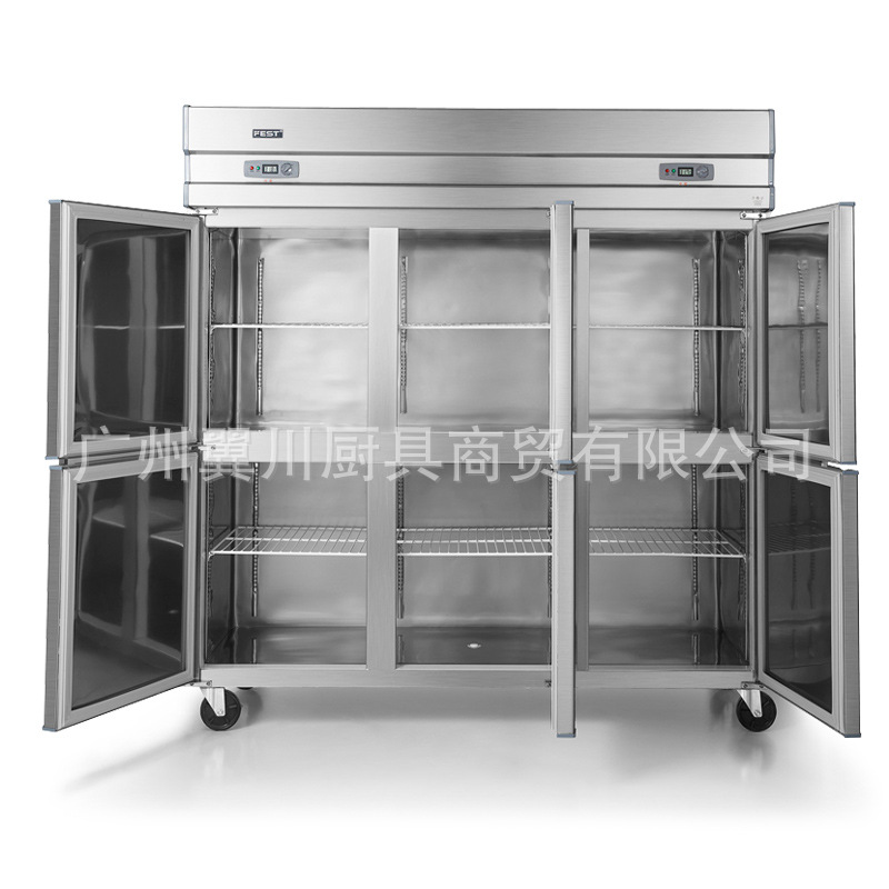 FEST六門冰箱 六門冷柜 冰柜商用雙機(jī)雙溫立式冷藏冷凍廚房冰箱