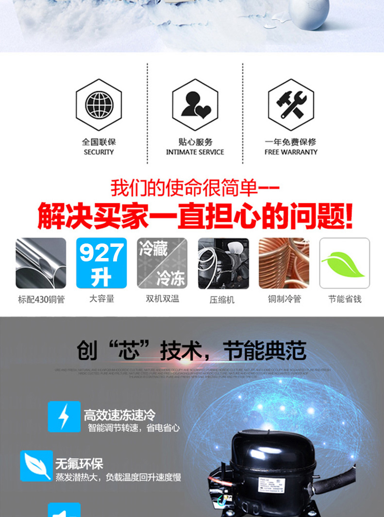 樂創(chuàng)商用冰柜立式冷凍冷藏保鮮柜六門冰箱雙機雙溫6門廚房柜冷柜