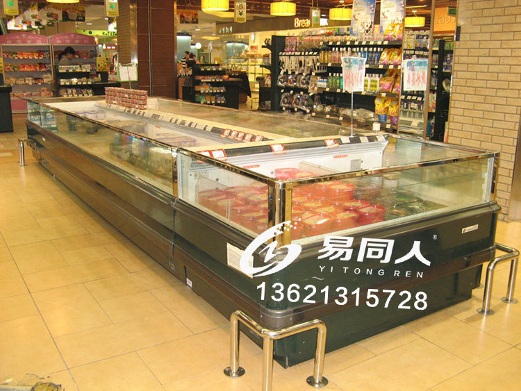 超市冷凍展示柜海鮮水產(chǎn)自選臥式冰柜定做上開(kāi)口風(fēng)冷急凍島柜