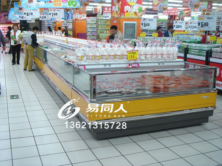 超市冷凍展示柜海鮮水產(chǎn)自選臥式冰柜定做上開(kāi)口風(fēng)冷急凍島柜