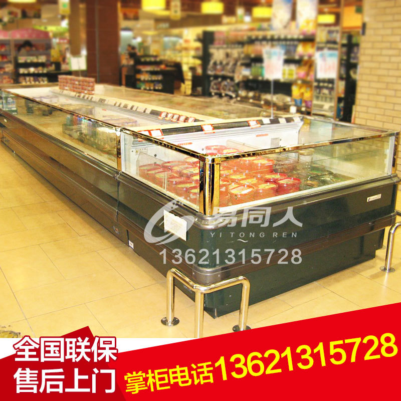 超市冷凍展示柜海鮮水產(chǎn)自選臥式冰柜定做上開(kāi)口風(fēng)冷急凍島柜
