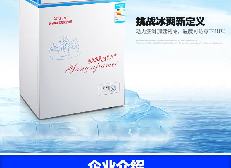 揚(yáng)子佳美 BD/BC-120L小冰柜家用小型冷藏冷凍箱頂開(kāi)單門(mén)臥式冷柜