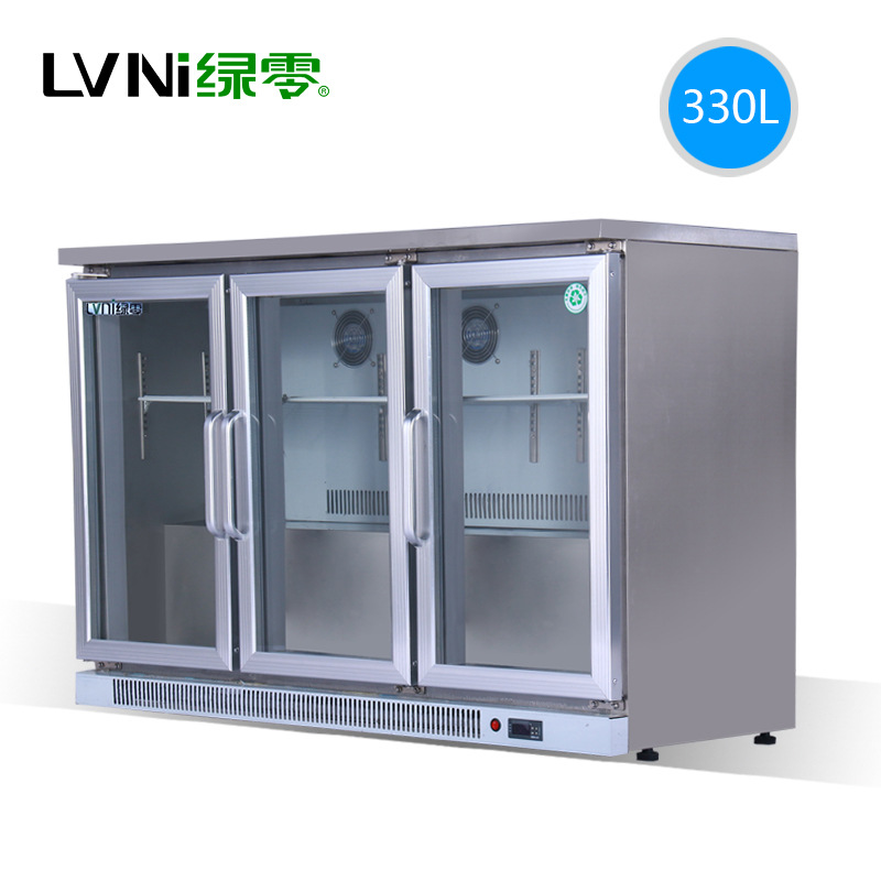 LVNI 三門風(fēng)冷吧臺柜 桌上型啤酒展示冷藏柜 商用保鮮展示冰柜