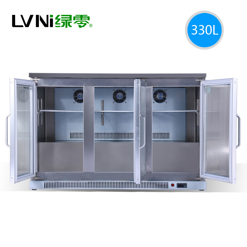 LVNI 三門風(fēng)冷吧臺柜 桌上型啤酒展示冷藏柜 商用保鮮展示冰柜