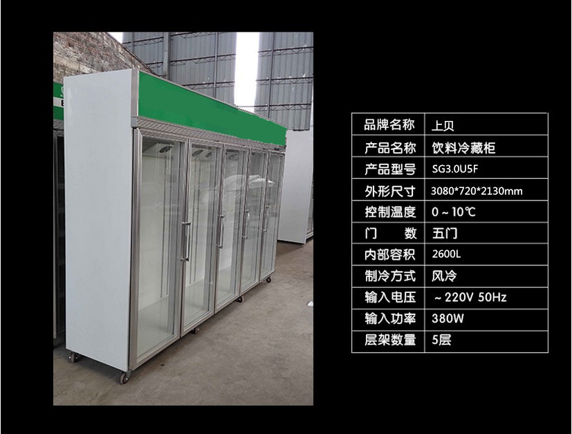 廠(chǎng)家直銷(xiāo)冰柜立式五門(mén)冷藏陳列柜 飲料展示冰箱 超市便利店保鮮柜