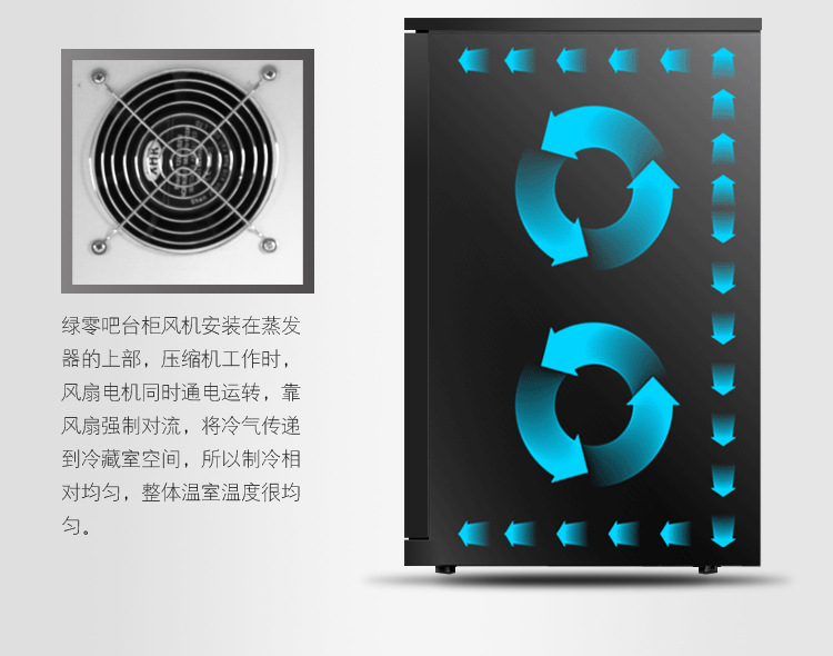 綠零三門黑色風(fēng)冷直冷吧臺(tái)冷藏冰柜 商用桌上型啤酒展示冷柜