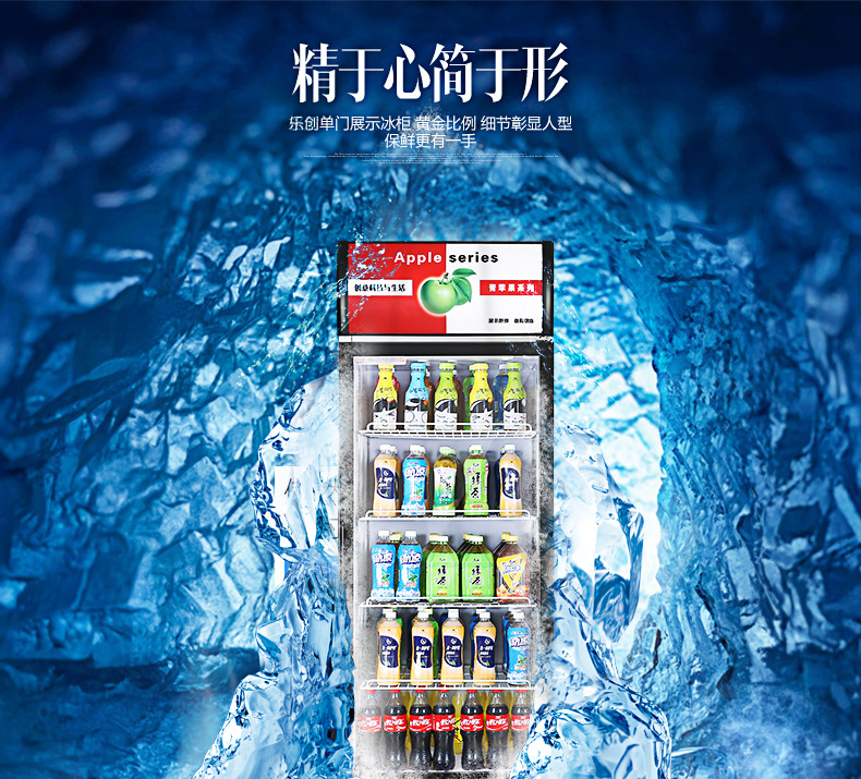 樂創(chuàng)展示柜 冷藏立式冰柜 商用冰箱 飲料飲品保鮮柜 單門飲料柜