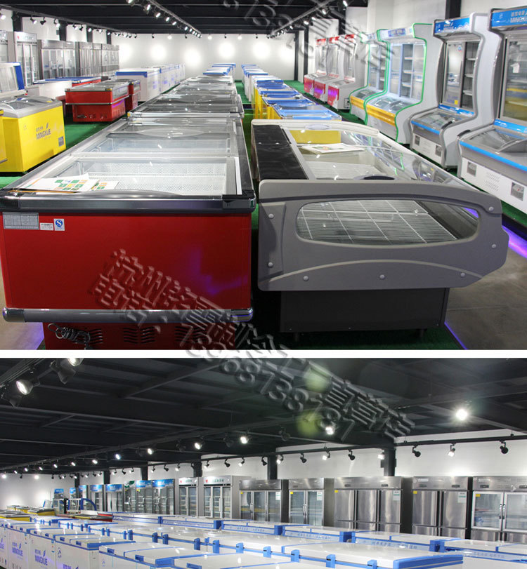 白菜價(jià)銘雪600升島柜臥式冷藏冷凍玻璃門展示柜冷柜保鮮柜冰柜