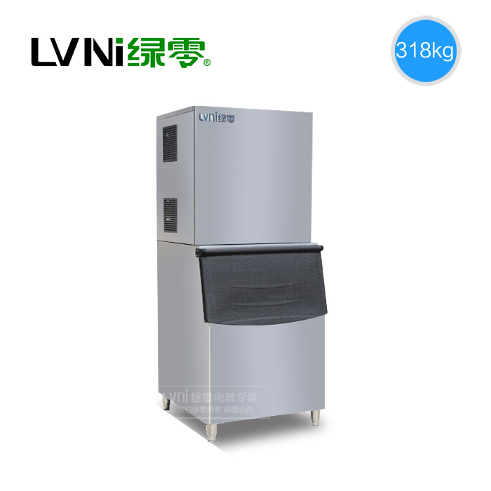 綠零 318kg全自動分體式制冰機(jī) 商用超大冰量斜方冰冰塊冰粒機(jī)