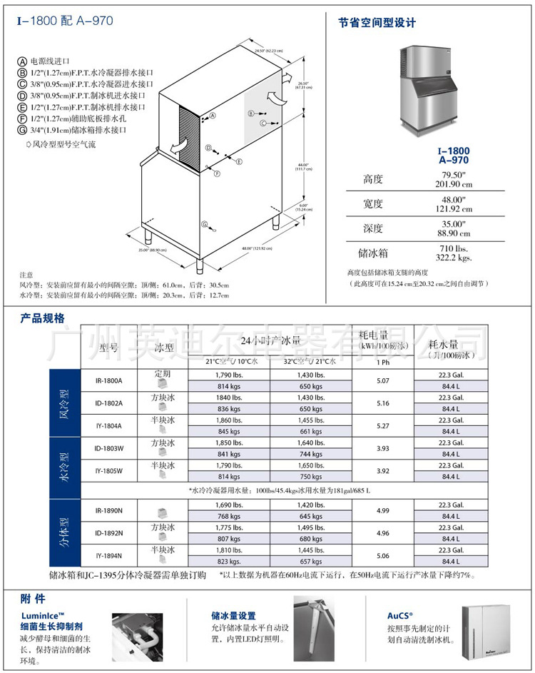 供應(yīng)正品萬利多ID1802A智能抑菌商用制冰機 836KG/24H方/半塊冰