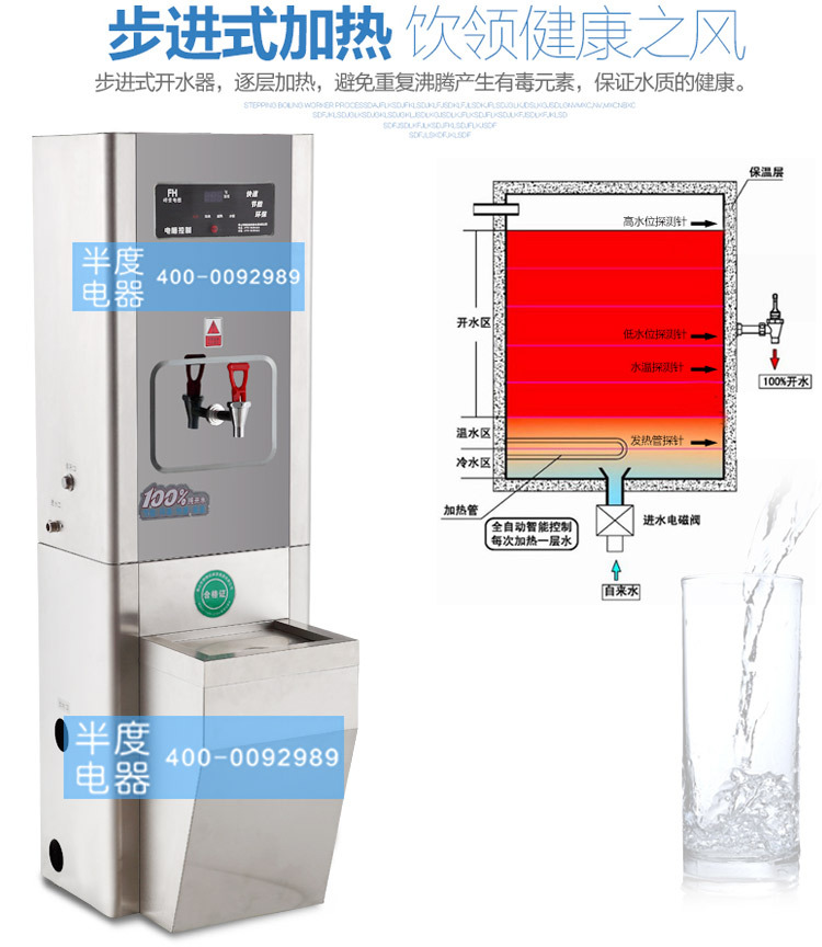 半度步進(jìn)式大容量節(jié)能電熱開水器全自動商用不銹鋼節(jié)能飲水機(jī)